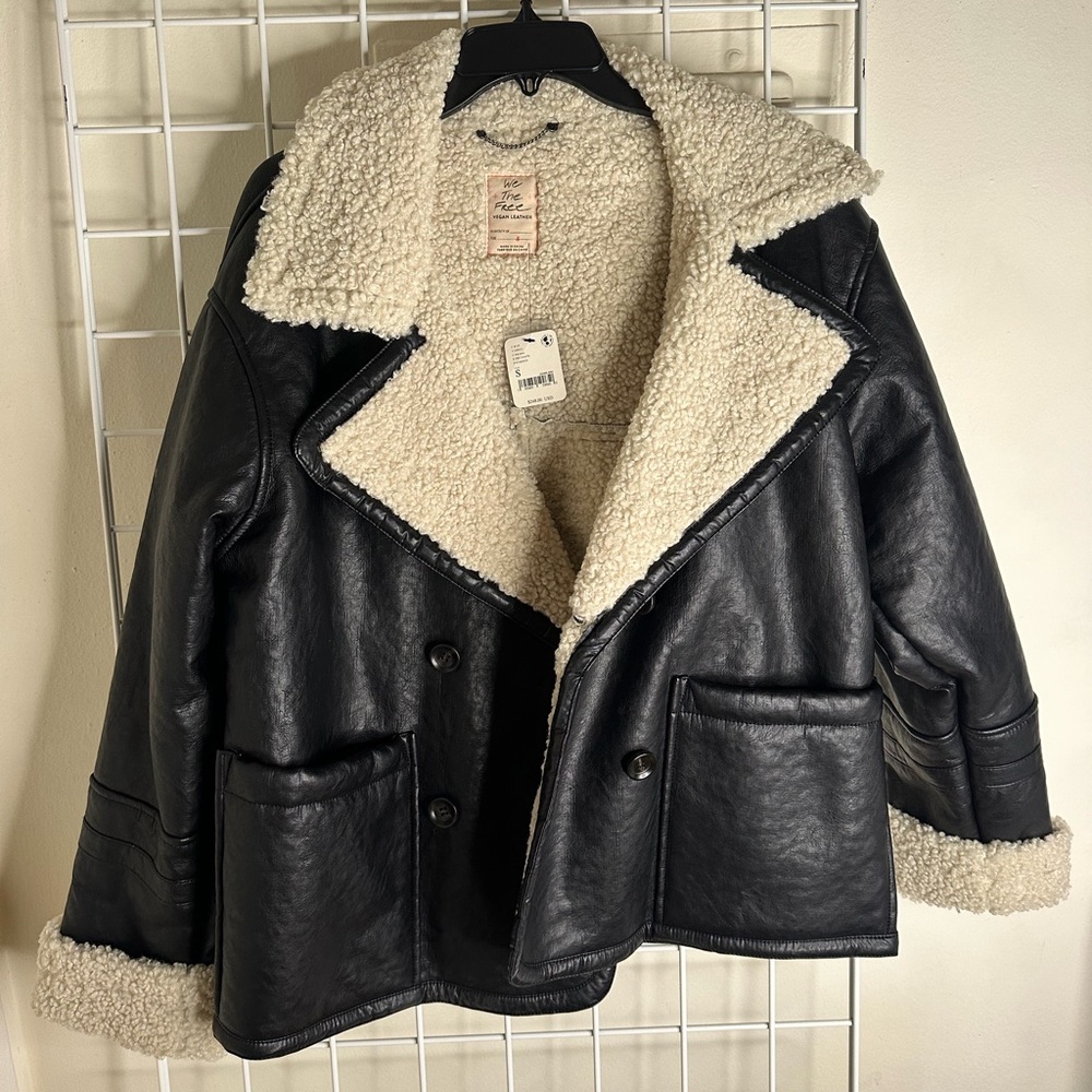 NWT! Free People - We The Free Kaja Vegan Bonded Peacoat